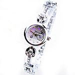 Fashion Watch Bracelet, Zinc Alloy, with Glass, platinum color plated, with rhinestone, cadmium free, 22mm, 8mm Approx 8.2 Inch 
