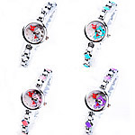 Fashion Watch Bracelet, Zinc Alloy, with Glass, platinum color plated, enamel & with rhinestone cadmium free, 20mm, 7mm Approx 8.2 Inch 