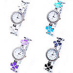 Fashion Watch Bracelet, Zinc Alloy, with Glass, platinum color plated, enamel & with rhinestone cadmium free, 26mm, 16mm Approx 7.8 Inch 