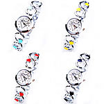 Fashion Watch Bracelet, Zinc Alloy, with Glass, platinum color plated, enamel & with rhinestone cadmium free, 23mm, 14mm Approx 8 Inch 