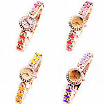 Fashion Watch Bracelet, Zinc Alloy, with Glass, rose gold color plated, enamel & with rhinestone cadmium free, 22mm, 10mm Approx 8.2 Inch 
