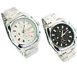 Men Wrist Watch, Zinc Alloy, with Glass, platinum color plated cadmium free, 42mm, 20mm Approx 9 Inch 