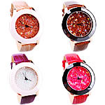Women Wrist Watch, Cowhide, with Porcelain & Zinc Alloy, platinum color plated, with rhinestone 43mm, 18mm Approx 9.4 Inch 