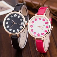 Women Wrist Watch, Zinc Alloy, with PU Leather & Glass, Chinese movement, plated, adjustable & with flower pattern 40mm, 12mm Approx 9.3 Inch 