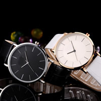 Unisex Wrist Watch, Zinc Alloy, with PU Leather & Glass, Chinese movement, plated, adjustable 34mm, 19mm Approx 9.3 Inch 