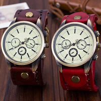 Unisex Wrist Watch, Zinc Alloy, with Cowhide & Glass, Chinese movement, antique bronze color plated, adjustable 40mm, 40mm Approx 9.4 Inch 