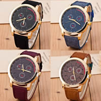 Men Wrist Watch, Zinc Alloy, with Canvas & Glass, Chinese movement, plated, adjustable & for man 48mm, 23mm Approx 9.4 Inch 