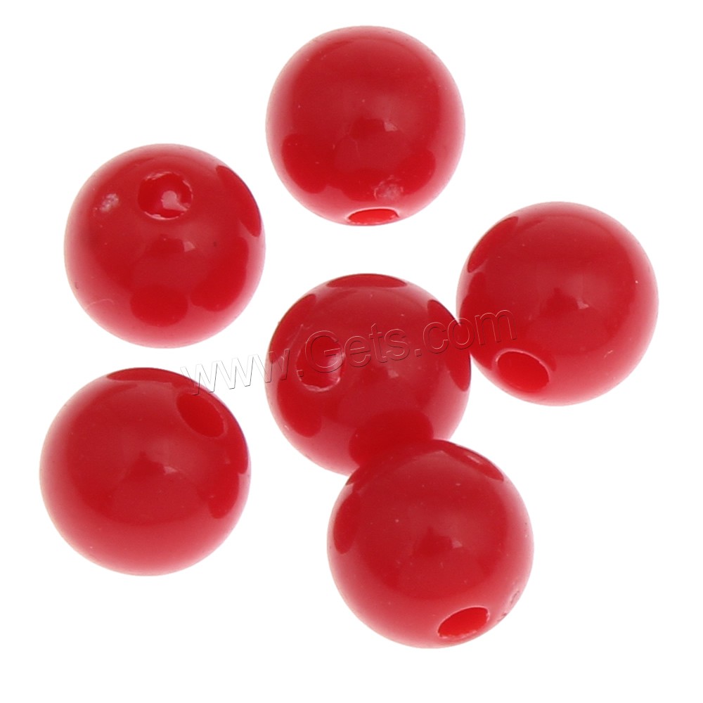 Solid Color Acrylic Beads, Round, different size for choice, red, Hole:Approx 1mm, Sold By Bag