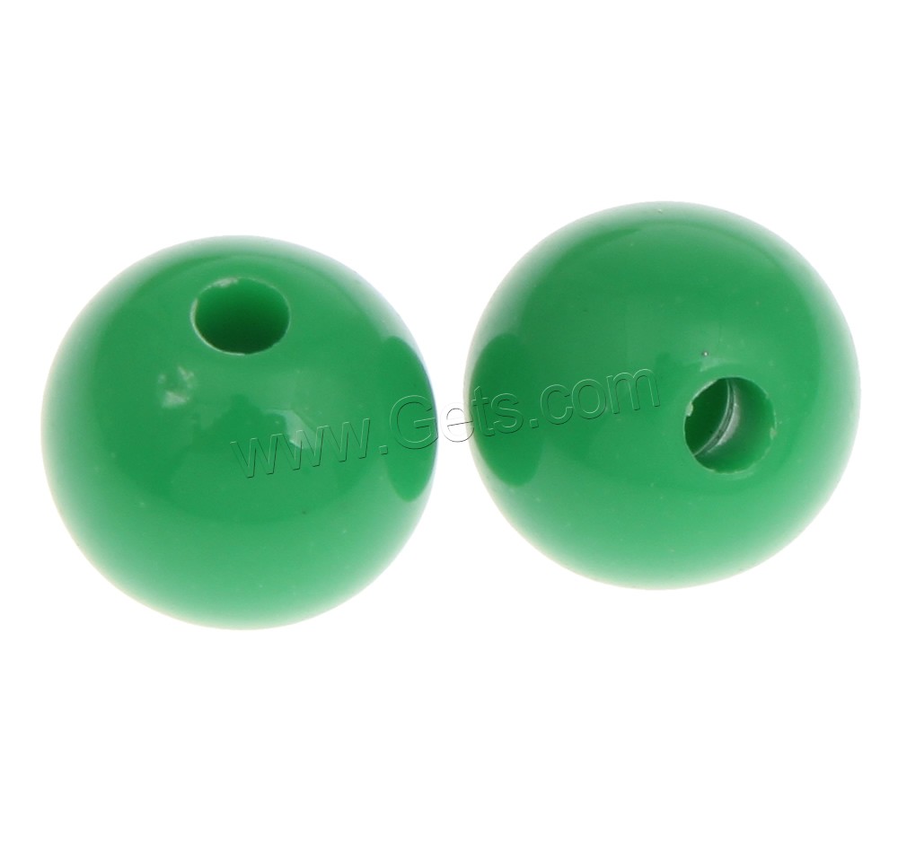 Solid Color Acrylic Beads, Round, different size for choice, green, Hole:Approx 1mm, Sold By Bag