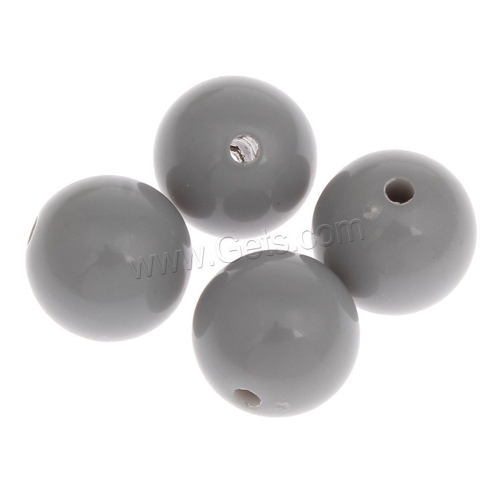 Solid Color Acrylic Beads, Round, different size for choice, grey, Hole:Approx 1mm, Sold By Bag