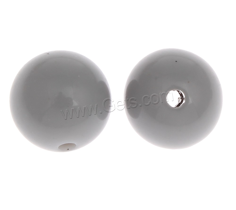 Solid Color Acrylic Beads, Round, different size for choice, grey, Hole:Approx 1mm, Sold By Bag