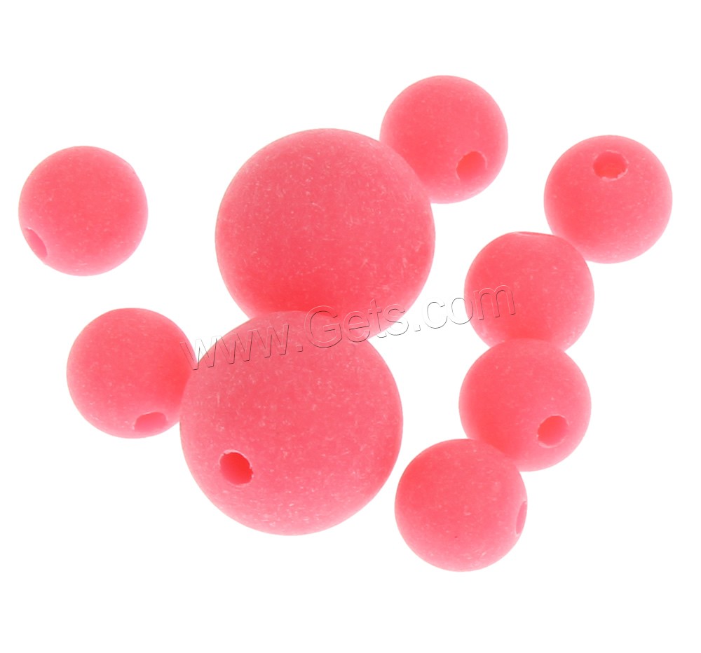 Frosted Acrylic Beads, Round, different size for choice & rubberized, rose carmine, Hole:Approx 1mm, Sold By Bag