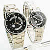Bracelets de montre pour couple, alliage de zinc, avec verre, Placage de couleur platine, pour le couple, noire, 30mm, 32mm; 14-18mm Environ 7.8 pouce, Environ  8.2 pouce Vendu par paire