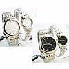 Couple Watch Bracelets, Zinc Alloy, with Glass, platinum color plated, for couple 28mm, 39mm; 16-18mm Approx 7.8 Inch, Approx  8.2 Inch 