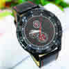 Chronograph Watch, Zinc Alloy, with PU Leather & Glass, plated, for man, black 20mm Approx 9.84 Inch 