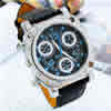 Reloj de cronógrafo, aleación de zinc, con Cuero de PU & Vidrio, chapado en color de platina, para hombre, Negro, 40x40mm, 23mm, longitud:aproximado 10.24 Inch, Vendido por UD