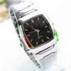 Men Wrist Watch, Zinc Alloy, with Glass, platinum color plated, for man, black 18mm Approx 9 Inch 