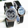 Bracelets de montre pour couple, alliage de zinc, avec cuir PU & verre, Placage, pour le couple, noire, 25mm, 38mm, 12-18mm .2 pouce, 9 pouce, Vendu par paire