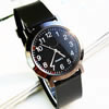 Bracelets de montre pour hommes, alliage de zinc, avec cuir PU & verre, Placage, noire, 38mn,18mm Environ 9 pouce, Vendu par PC