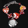 Fashion Watch Bracelet, Zinc Alloy, with Crystal & Lampwork & Glass & Iron, with 3Inch extender chain, plated, with heart pattern & faceted, red, 8mm 22mm Inch 