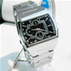 Montre de chronographe, alliage de zinc, avec verre, rectangle, Placage de couleur platine, pour homme, noire 20mm Environ 9 pouce, Vendu par PC