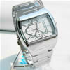 Хронограф Часы, цинковый сплав, с Стеклянный, Прямоугольная форма, Платиновое покрытие платиновым цвет, белый 20mm, длина:Приблизительно 9 дюймовый, продается PC