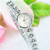 Мода Часы браслет, цинковый сплав, с Стеклянный, Круглая, Платиновое покрытие платиновым цвет, со стразами, 21mm, 8mm, длина:Приблизительно 7.48 дюймовый, продается PC