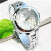 Bracelets de montre pour femmes, alliage de zinc, avec verre, Placage de couleur platine, avec le motif de coeur, 32mm, 12mm Environ 7 pouce, Vendu par PC