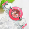 Fashion Watch Bracelet, Zinc Alloy, with Glass, Round, platinum color plated, for woman & enamel, pink, 25mm, 16mm Approx 7.5 Inch 