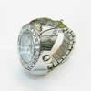 Fingerring Uhr, Zinklegierung, mit Glas, flache Runde, Platinfarbe platiniert, mit Strass, 22mm, Größe:8, verkauft von PC