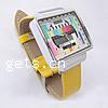 Women Wrist Watch, Zinc Alloy, with PU Leather & Glass, platinum color plated, yellow .5 Inch 