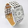Bracelets de montre pour femmes, alliage de zinc, avec cuir PU & verre, Placage de couleur platine, damier & avec strass .5 pouce, Vendu par PC