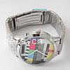 Uhrenarbänder für Frauen, Zinklegierung, mit Glas, Platinfarbe platiniert, 38x38mm, Länge:8 ZollInch, verkauft von PC
