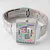 Uhrenarbänder für Frauen, Zinklegierung, mit Glas, Platinfarbe platiniert, 41x34mm, Länge:8 ZollInch, verkauft von PC