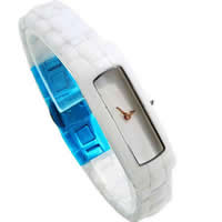 Women Wrist Watch, Zinc Alloy, with Porcelain & Glass, platinum color plated, for woman, white 12mm Approx 7.5 Inch 