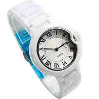 Women Wrist Watch, Zinc Alloy, with Porcelain & Glass, platinum color plated, for woman, white, 36mm, 18mm Approx 8.2 Inch 