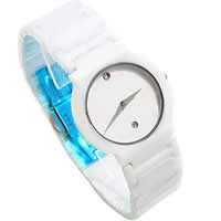 Women Wrist Watch, Zinc Alloy, with Porcelain & Glass, platinum color plated, for woman, white, 33mm, 20mm Approx 8.6 Inch 