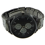 Uhr Armbänder für Männer, Edelstahl, mit Glas, schwärzen, 52x47mm, 18mm, Länge:8-10 ZollInch, verkauft von PC