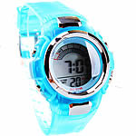montre de plongée , alliage de zinc, avec silicone, Placage de couleur platine, LED, bleu, sans cadmium, 30mm, 20mm Environ 9 pouce, Vendu par PC