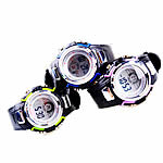 Наручные водонепроницаемые часы, цинковый сплав, с Силикон, Платиновое покрытие платиновым цвет, LED, разноцветный, не содержит кадмий, 32mm, 20mm, длина:Приблизительно 9.8 дюймовый, 50ПК/сумка, продается сумка