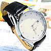 Men Wrist Watch, Zinc Alloy, with PU Leather & Glass, platinum color plated, for man & with rhinestone, black, 42mm, 20mm Approx 9.4 Inch 