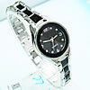 Bracelets de montre pour femmes, alliage de zinc, avec verre, Placage de couleur platine, émail & avec strass, noire, 21mm, 12mm Environ 7.5 pouce, Vendu par PC
