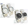 Paar Uhrenarmbänder, Zinklegierung, mit Glas, Platinfarbe platiniert, für paar, keine, 30mm, 39mm, 16-18mm, Länge:ca. 8.2 ZollInch, ca.  9 ZollInch, verkauft von Paar