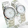 Paar Uhrenarmbänder, Zinklegierung, mit Glas, Platinfarbe platiniert, für paar & mit Strass, 29mm, 37mm, 14-18mm, Länge:8.2 ZollInch,  9 ZollInch, verkauft von Paar
