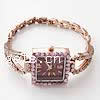 Fashion Watch Bracelet, Zinc Alloy, with Glass, Square, plated, for woman & with rhinestone, 25mm .5 Inch 