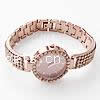 Мода Часы браслет, цинковый сплав, с Стеклянный, Плоская круглая форма, Другое покрытие, Женский & со стразами, 29mm, длина:7.5 дюймовый, продается PC