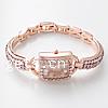 Fashion Watch Bracelet, Zinc Alloy, with Glass, Square, plated, for woman & with rhinestone .5 Inch 