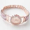 Мода Часы браслет, цинковый сплав, с Стеклянный, Плоская круглая форма, Другое покрытие, Женский & со стразами, 27mm, длина:7.5 дюймовый, продается PC
