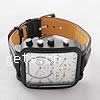 Chronograph Uhr, Zinklegierung, mit PU Leder & Glas, plattiert, mit 3 Sätze, schwarz, 52x46mm, Länge:11 ZollInch, verkauft von PC