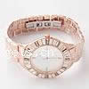 Reloj de Pulsera de mujeres, aleación de zinc, con Vidrio, chapado, con diamantes de imitación, 37x37mm, longitud:9 Inch, Vendido por UD